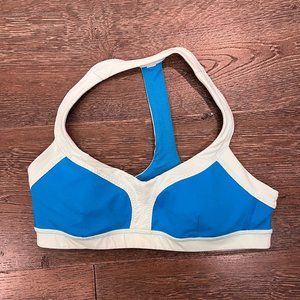 Lululemon Womens Blue White Colorblock Active Sports Bra Halter T-Back Size 2